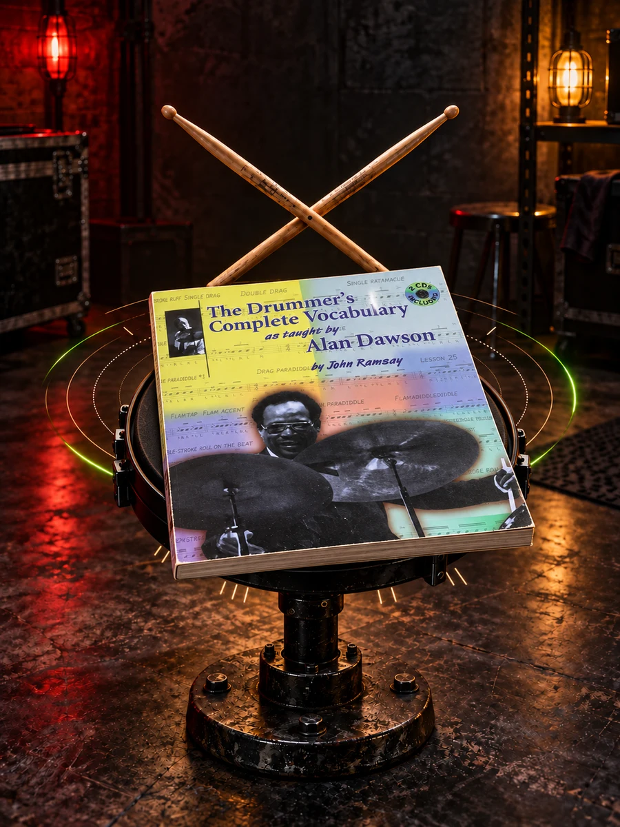 Alan Dawson’s Rudimental Ritual book on a practice pad
