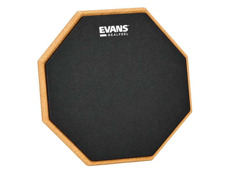 Retouched Evans RealFeel practice pad with a black playing surface