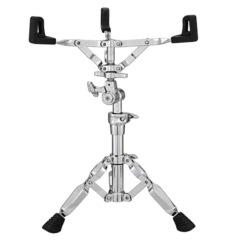 Three-legged snare stand with an adjustable basket