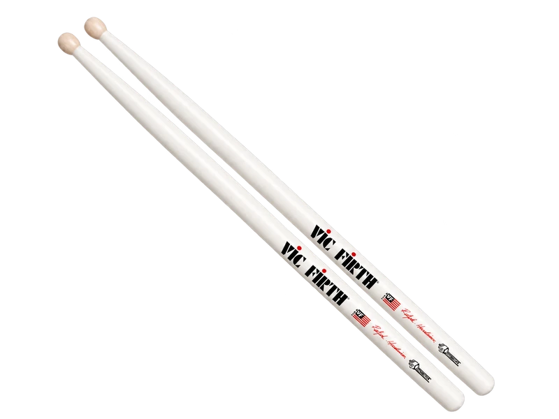 Retouched white Vic Firth Ralph Hardimon drumsticks